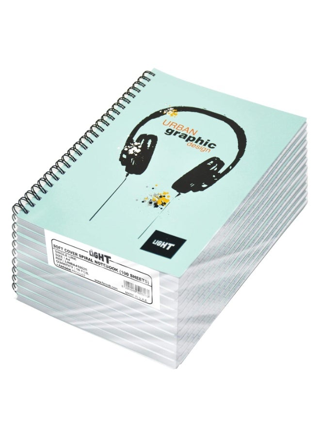 FIS Light Spiral Soft Cover Notebook Single Line (Pack of 10 Pcs X 100 Sheets) A4 Size - LINBA41802S - Image 1